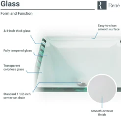 Rene 17" Square Glass Bathroom Sink, Crystal, with Faucet, R5-5003-CRY-R9-7003-C