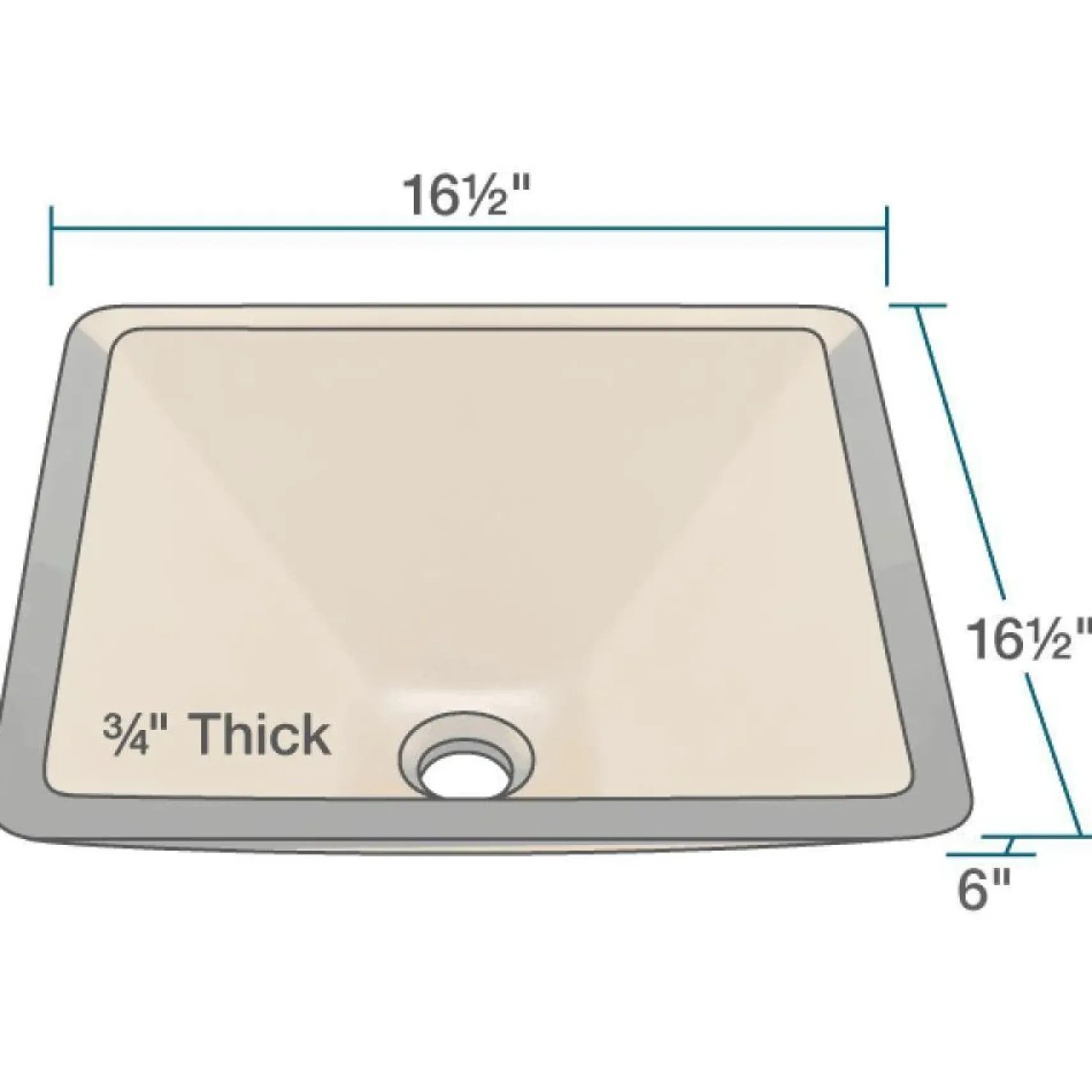 Rene 17" Square Glass Bathroom Sink, Cashmere, with Faucet, R5-5003-CAS-R9-7003-ABR
