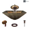 Rene 17" Square Glass Bathroom Sink, Metallic Green and Gold, with Faucet, R5-5036-WF-ORB