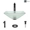Rene 17" Square Glass Bathroom Sink, Textured, with Faucet, R5-5004-R9-7006-ABR