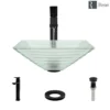 Rene 17" Square Glass Bathroom Sink, Textured, with Faucet, R5-5004-R9-7003-ABR