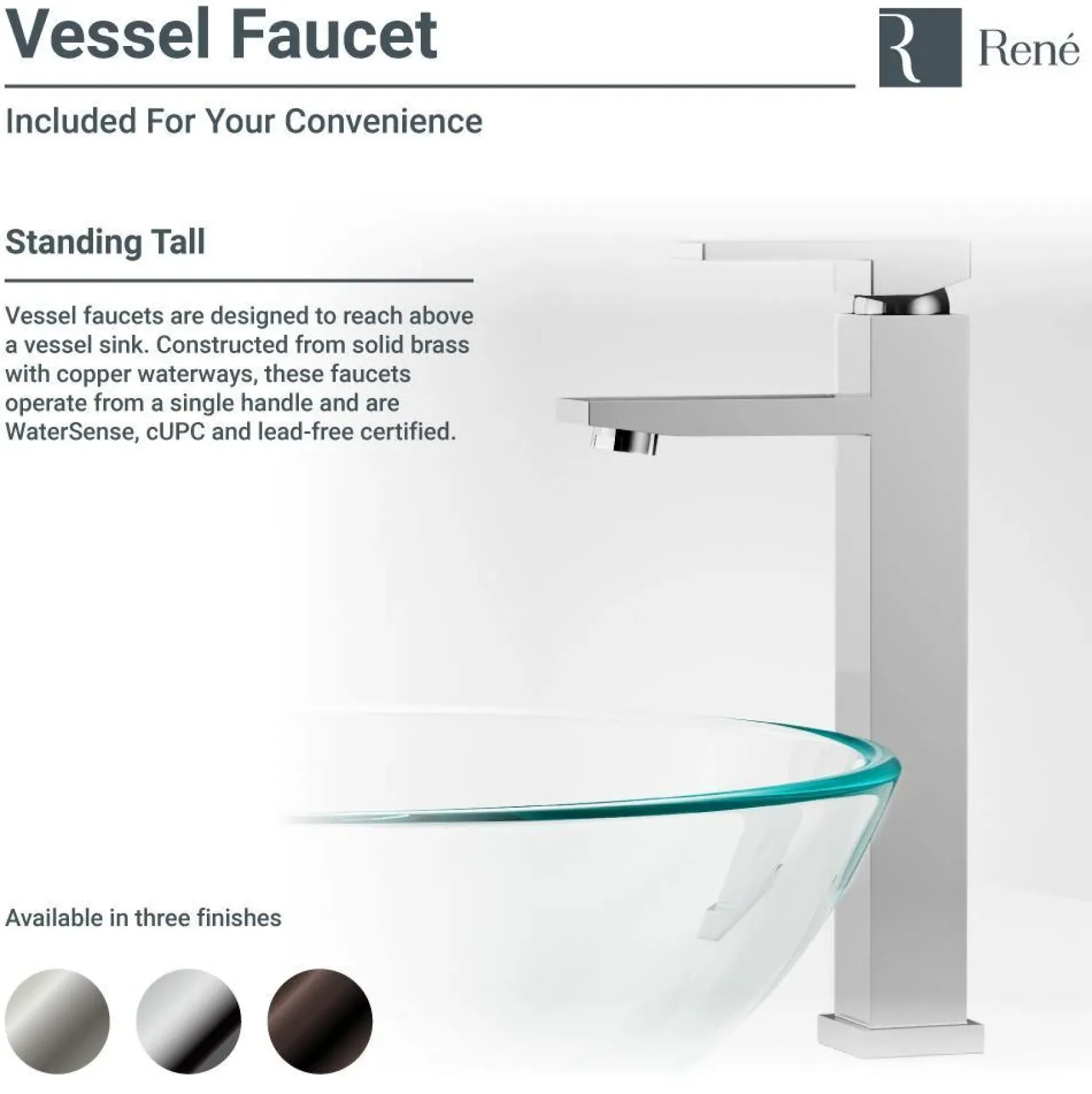 Rene 17" Square Glass Bathroom Sink, Textured, with Faucet, R5-5004-R9-7003-ABR