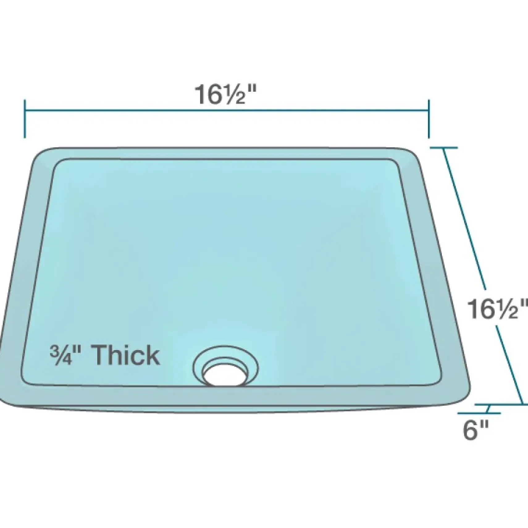 Rene 17" Square Glass Bathroom Sink, Cerulean, with Faucet, R5-5003-CER-WF-C