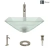 Rene 17" Square Glass Bathroom Sink, Textured, with Faucet, R5-5004-R9-7001-BN