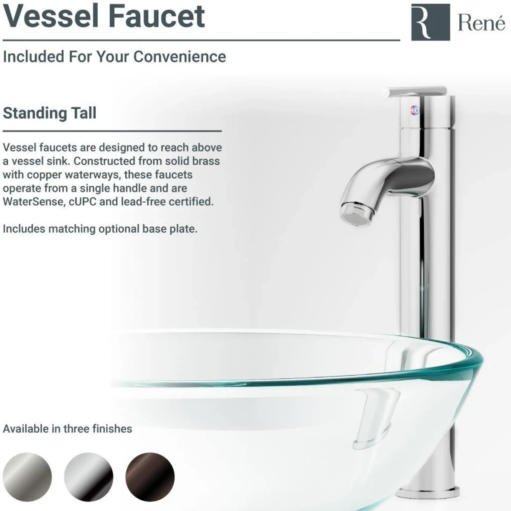 Rene 17" Square Glass Bathroom Sink, Textured, with Faucet, R5-5004-R9-7001-BN
