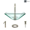 Rene 17" Square Glass Bathroom Sink, Crystal, with Faucet, R5-5003-CRY-R9-7006-BN