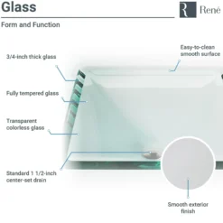 Rene 17" Square Glass Bathroom Sink, Crystal, with Faucet, R5-5003-CRY-WF-BN