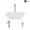 Rene 16" Square Porcelain Bathroom Sink, White, with Faucet, R2-5010-W-R9-7006-C