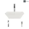 Rene 16" Square Porcelain Bathroom Sink, Biscuit, with Faucet, R2-5010-B-R9-7003-C