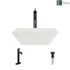 Rene 16" Square Porcelain Bathroom Sink, Biscuit, with Faucet, R2-5010-B-R9-7001-ABR
