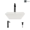 Rene 16" Square Porcelain Bathroom Sink, Biscuit, with Faucet, R2-5010-B-R9-7007-ABR