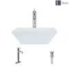 Rene 16" Square Porcelain Bathroom Sink, White, with Faucet, R2-5010-W-R9-7001-C