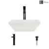 Rene 16" Square Porcelain Bathroom Sink, Biscuit, with Faucet, R2-5010-B-R9-7003-ABR