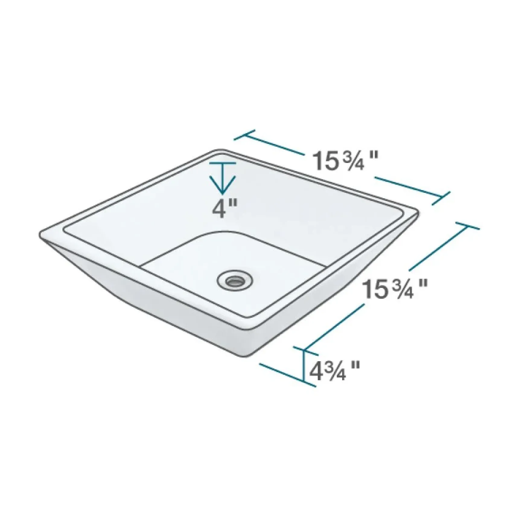 Rene 16" Square Porcelain Bathroom Sink, Biscuit, with Faucet, R2-5010-B-R9-7003-ABR