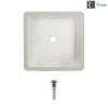 Rene 16" Square Porcelain Bathroom Sink, Biscuit, R2-1006-B-PUD-BN