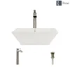 Rene 16" Square Porcelain Bathroom Sink, Biscuit, with Faucet, R2-5010-B-R9-7007-BN
