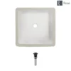 Rene 16" Square Porcelain Bathroom Sink, Biscuit, R2-1006-B-PUD-ABR