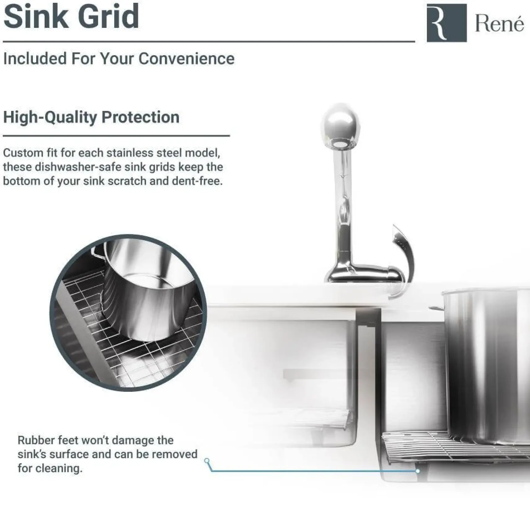 Rene 33" Stainless Steel Farmhouse Sink, 50/50 Double Bowl, 16 Gauge, R1-3002-16