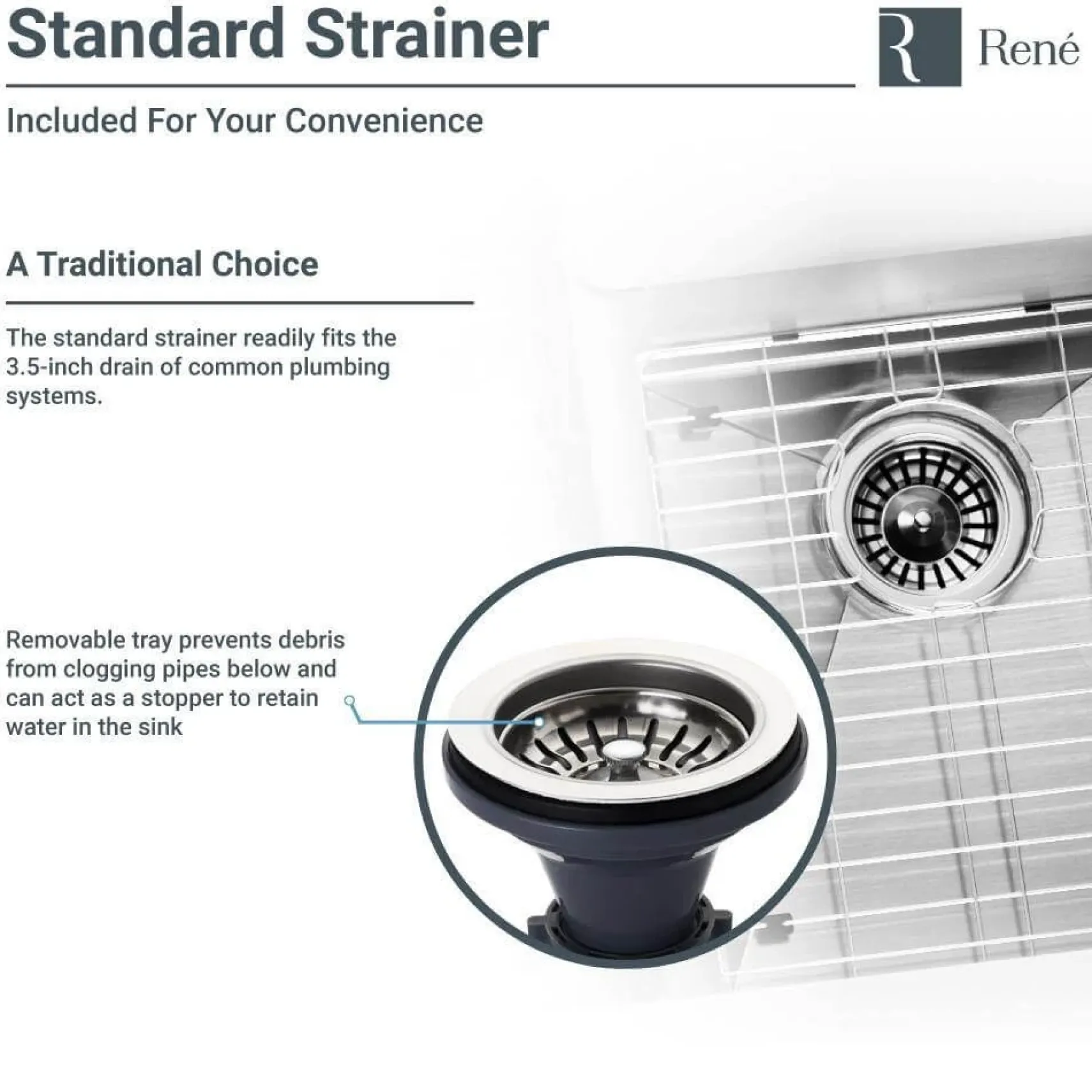 Rene 33" Stainless Steel Farmhouse Sink, 70/30 Double Bowl, 16 Gauge, R1-3003L-16
