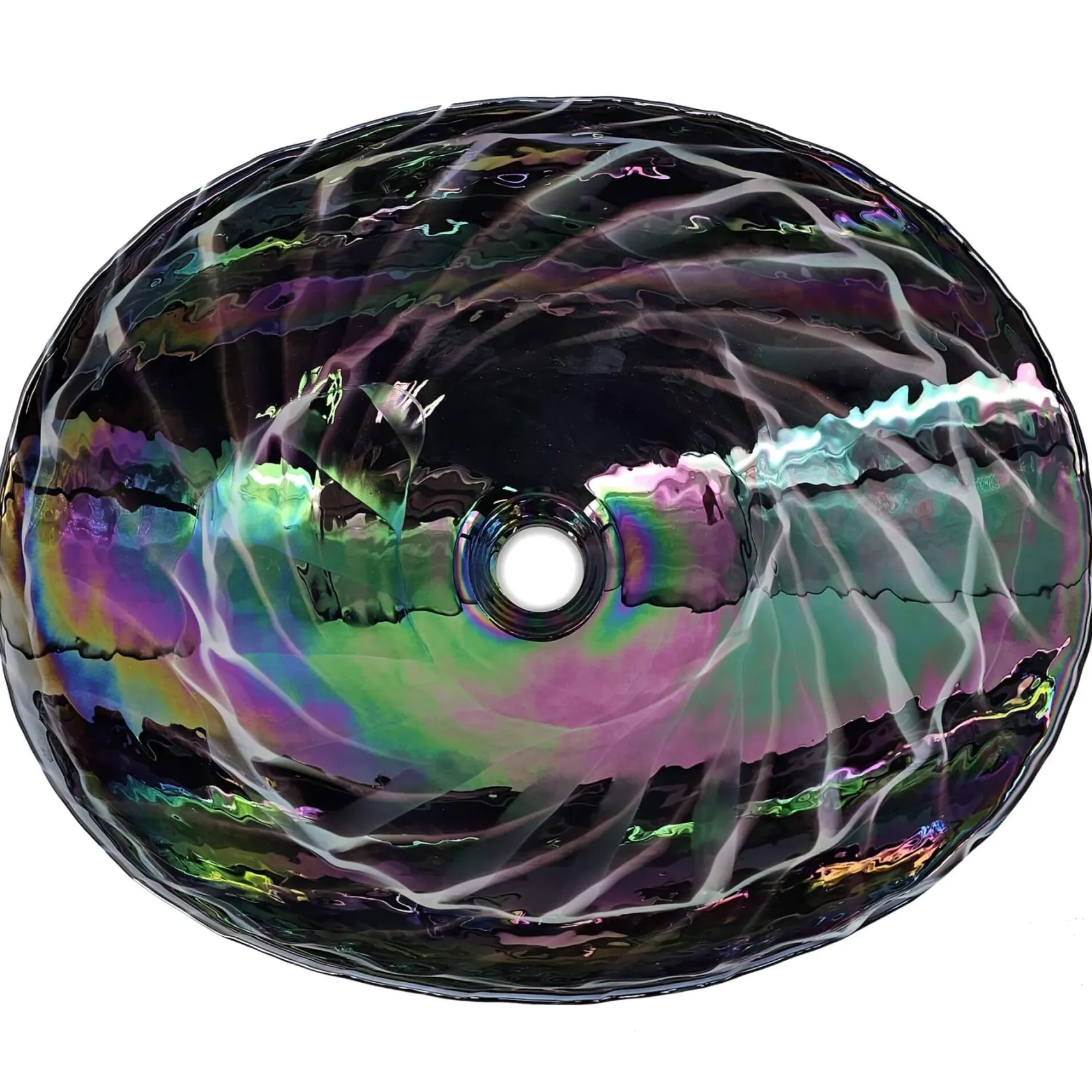 Ruvati 19 inch Murano Glass Art Vessel Seashell Decorative Pattern Bathroom Sink, Cosmic Black, RVB3048
