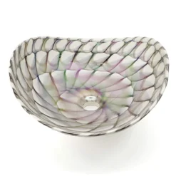 Ruvati 19 inch Murano Glass Art Vessel Seashell Decorative Pattern Bathroom Sink, Nautilus Brown, RVB3022
