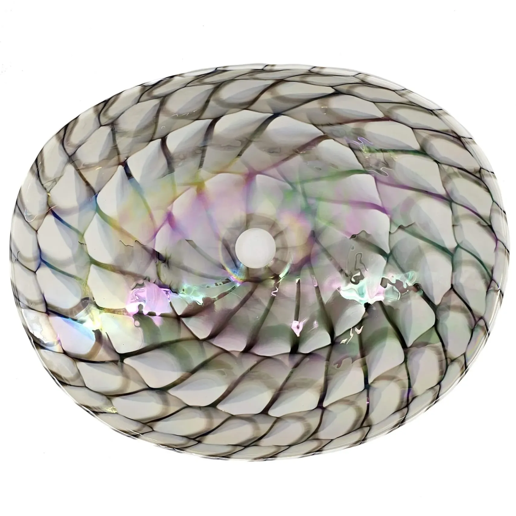 Ruvati 19 inch Murano Glass Art Vessel Seashell Decorative Pattern Bathroom Sink, Nautilus Brown, RVB3022