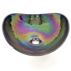 Ruvati 19 inch Murano Glass Art Vessel Seashell Decorative Pattern Bathroom Sink, Chestnut Brown, RVB3057