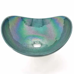 Ruvati 19 inch Murano Glass Art Vessel Seashell Decorative Pattern Bathroom Sink, Seafoam Green, RVB3056
