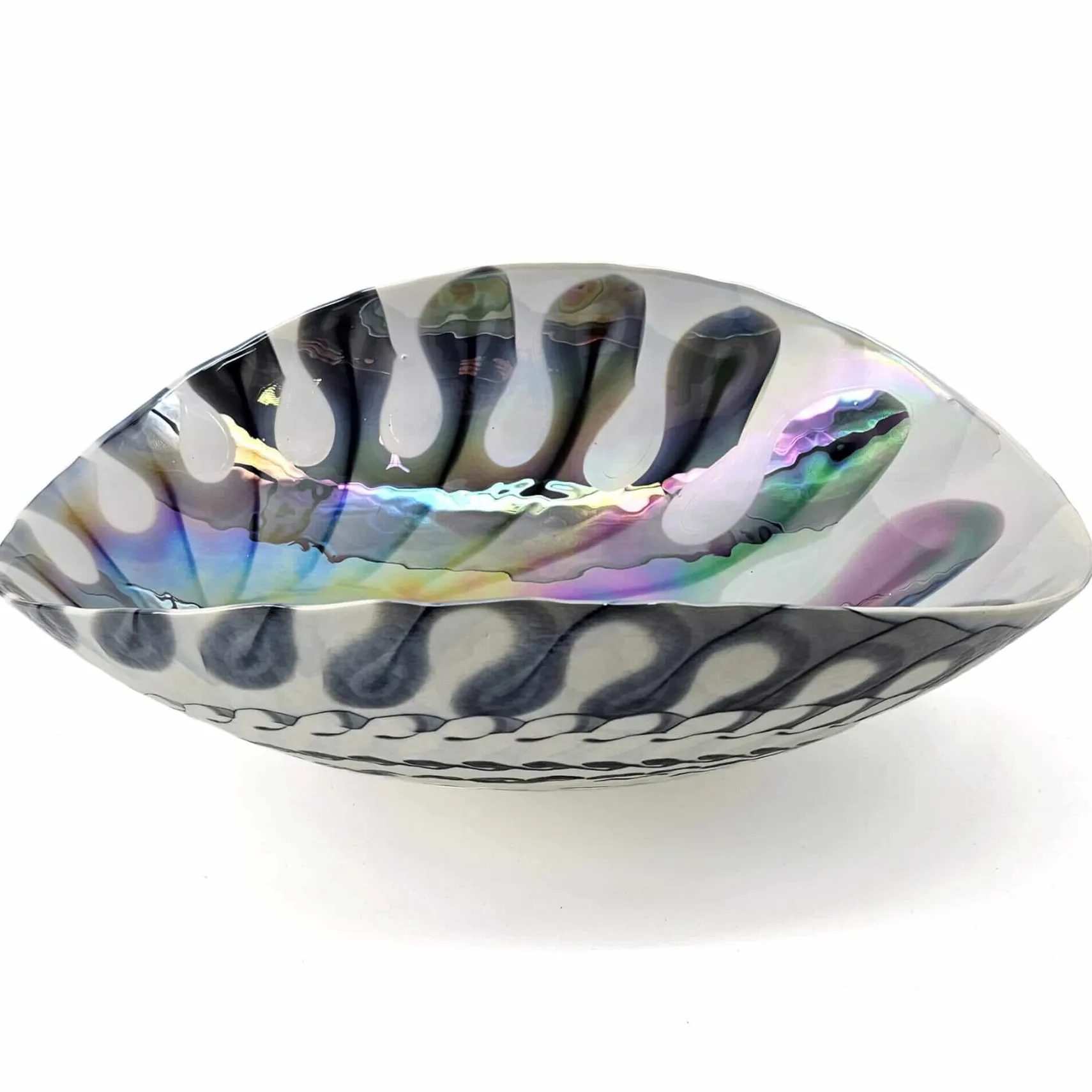 Ruvati 19 inch Murano Glass Art Vessel Seashell Decorative Pattern Bathroom Sink, Spira Luxe Pearl White, RVB3031