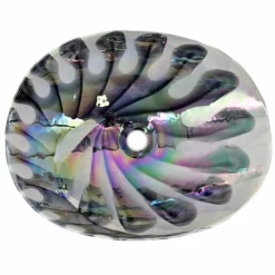 Ruvati 19 inch Murano Glass Art Vessel Seashell Decorative Pattern Bathroom Sink, Spira Luxe Pearl White, RVB3031