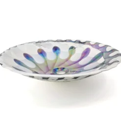 Ruvati 20 inch Murano Glass Art Drop In Round Decorative Pattern Bathroom Sink, Spira Luxe Pearl White , RVB3035