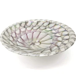 Ruvati 20 inch Murano Glass Art Drop In Round Decorative Pattern Bathroom Sink, Nautilus Brown, RVB3026