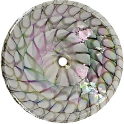 Ruvati 20 inch Murano Glass Art Drop In Round Decorative Pattern Bathroom Sink, Nautilus Brown, RVB3026
