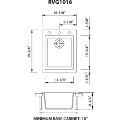 Ruvati 16 x 20 inch epiGranite Drop-in Topmount Granite Composite Single Bowl Kitchen Sink, Sage Green, RVG1016SG