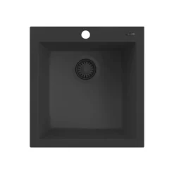 Ruvati 18 x 20 inch epiGranite Drop-in Topmount Granite Composite Single Bowl Wet Bar Prep Sink, Midnight Black, RVG1018BK