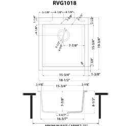 Ruvati 18 x 20 inch epiGranite Drop-in Topmount Granite Composite Single Bowl Wet Bar Prep Sink, Midnight Black, RVG1018BK