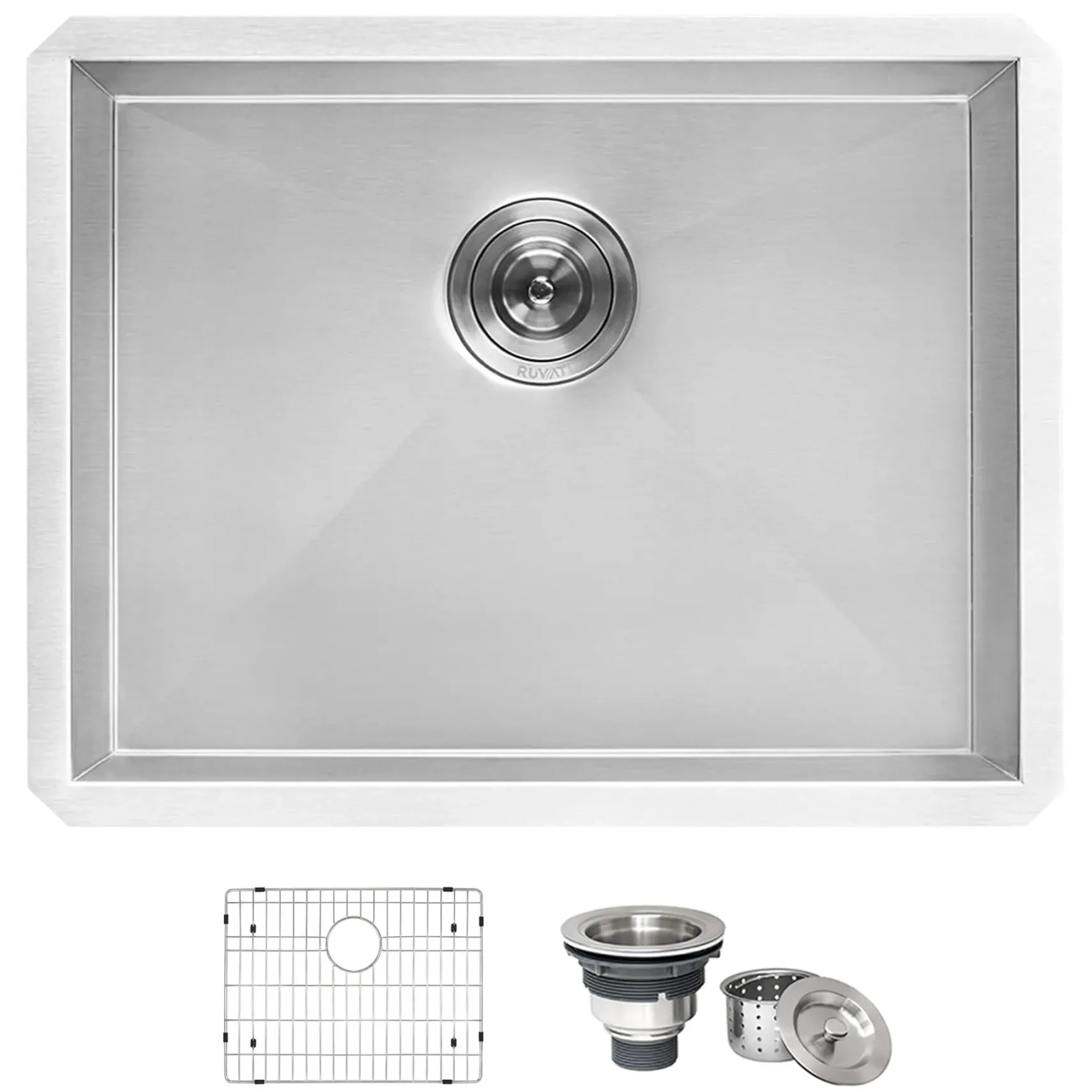 Ruvati 23" x 18" x 12" Deep Laundry Utility Sink Undermount 16 Gauge Stainless Steel, RVU6100