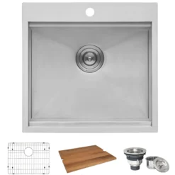 Ruvati 21 x 20 x 12 inch Drop-in Topmount Laundry Utility Workstation Sink 16 Gauge Stainless Steel, RVU6421