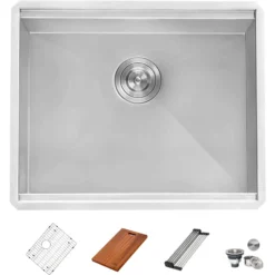 Ruvati Alto 27 x 19 x 12 inch Deep Laundry Utility Workstation Sink Undermount 16 Gauge, Stainless Steel, 16, RVU6327