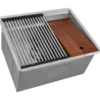 Ruvati Alto 23 x 19 x 12 inch Deep Laundry Workstation Sink with Washboard Undermount Stainless Steel, 16, RVU6525