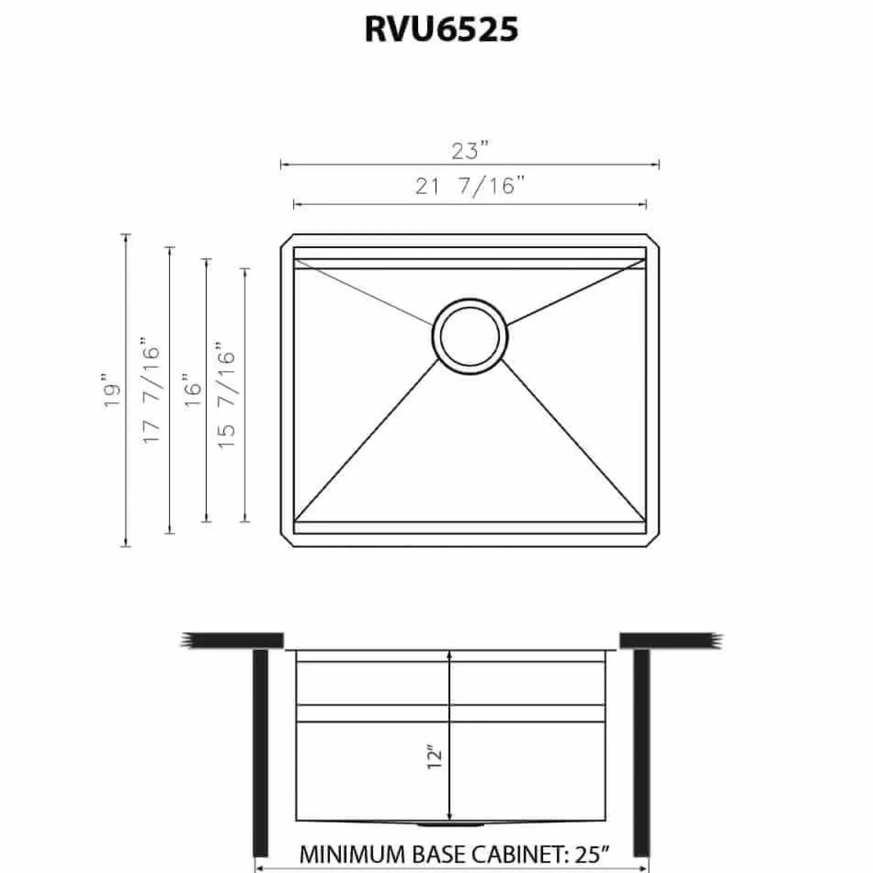 Ruvati Alto 23 x 19 x 12 inch Deep Laundry Workstation Sink with Washboard Undermount Stainless Steel, 16, RVU6525