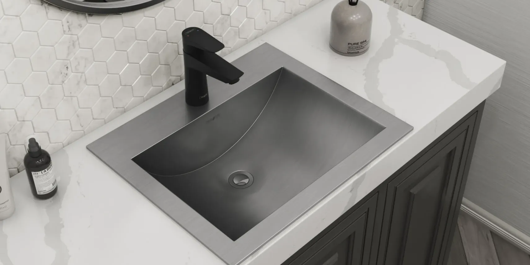 Ruvati Ariaso 21" Rectangle Drop In Stainless Steel Bathroom Sink, 16 Gauge, RVH5110ST