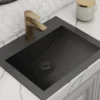 Ruvati Ariaso 21" Rectangle Drop In Stainless Steel Bathroom Sink, Gunmetal Matte Black, 16 Gauge, RVH5110BL