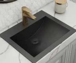 Ruvati Ariaso 21" Rectangle Drop In Stainless Steel Bathroom Sink, Gunmetal Matte Black, 16 Gauge, RVH5110BL