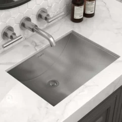 Ruvati Ariaso 16 x 13 inch Brushed Stainless Steel Rectangular Bathroom Sink Undermount, 16, RVH6106ST
