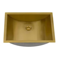 Ruvati Ariaso 16 x 13 inch Brushed Gold Polished Brass Rectangular Bathroom Sink Undermount, Stainless Steel, 16, RVH6106GG