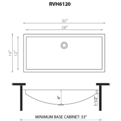 Ruvati Ariaso 30 x 14 inch Gunmetal Black Stainless Steel Rectangular Bathroom Sink Undermount, 16, RVH6120BL