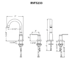 Ruvati Arti Widespread Bathroom Faucet, Brushed Nickel, Lever, RVF5233BN