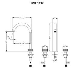 Ruvati Athena Widespread Bathroom Faucet, Brushed Nickel, Knob, RVF5232BN