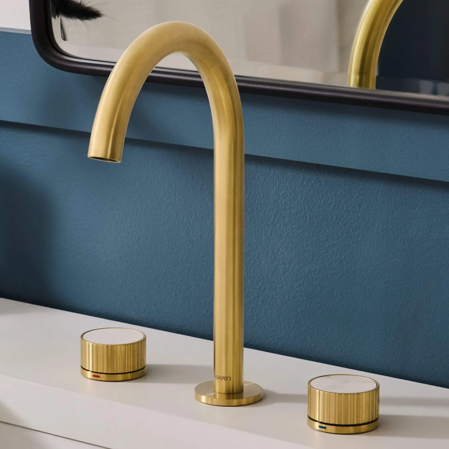 Ruvati Athena Widespread Bathroom Faucet, Brushed Gold, Knob, RVF5232SG